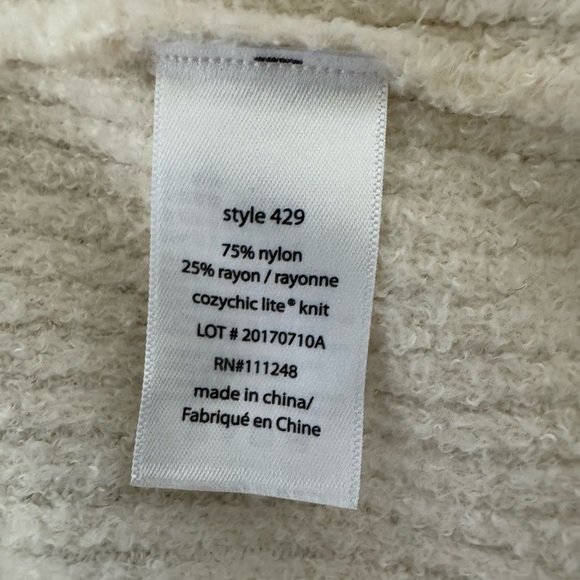 Barefoot Dreams CozyChic Lite Ribbed Robe Ivory Size 2 Soft Luxury Loungewear - Picture 5 of 10